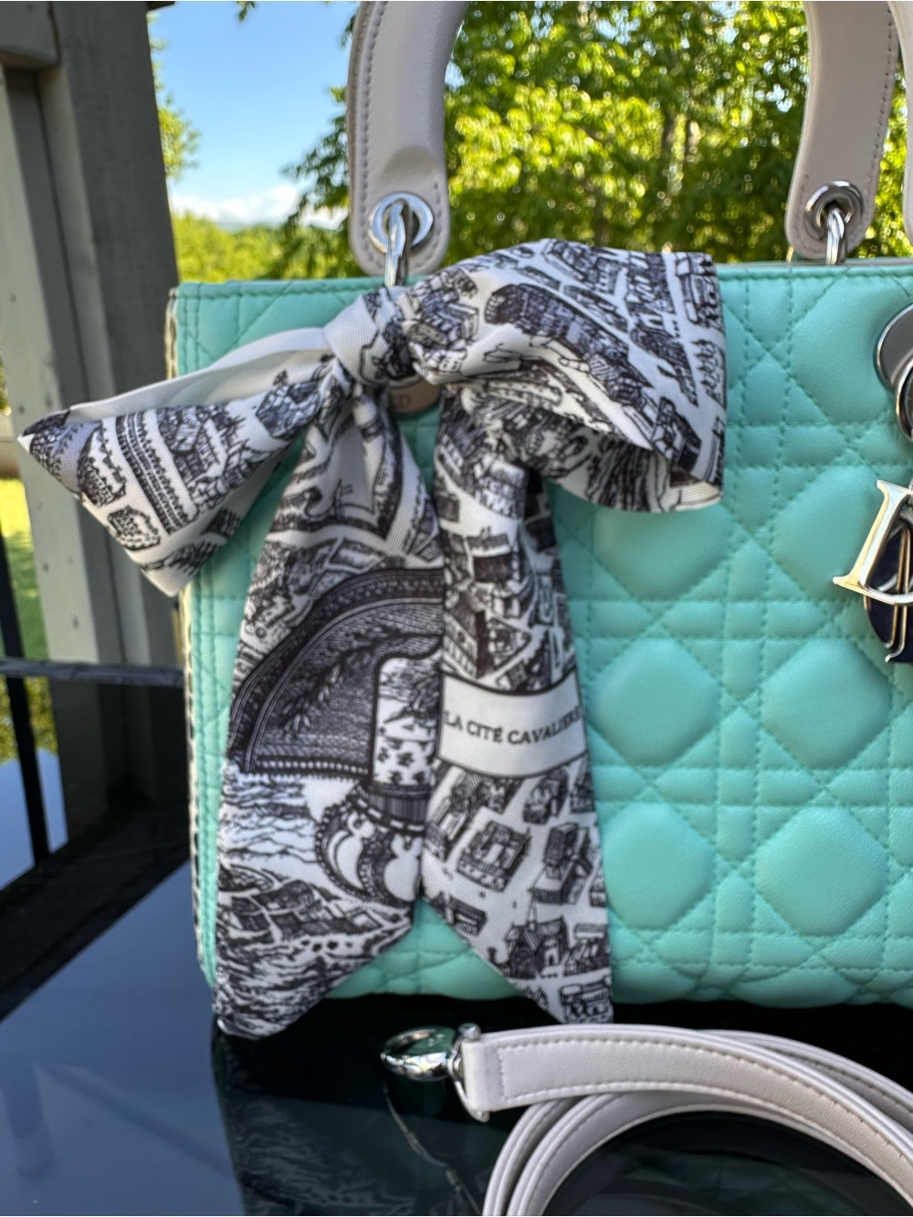 Christian Dior Lady Dior Python Tri-Tone bag with Silver Hardware. - Picture 4 of 11